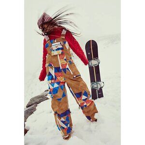 Free People On The Ascend Printed Insulated Snow Bibs Womens S Vibrant Ski
